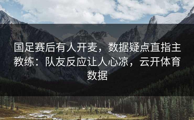 国足赛后有人开麦，数据疑点直指主教练：队友反应让人心凉，云开体育数据