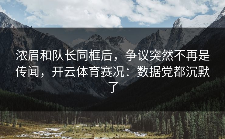 浓眉和队长同框后，争议突然不再是传闻，开云体育赛况：数据党都沉默了