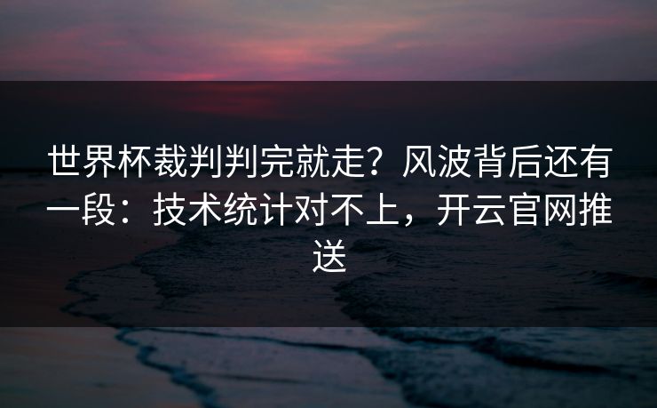世界杯裁判判完就走？风波背后还有一段：技术统计对不上，开云官网推送
