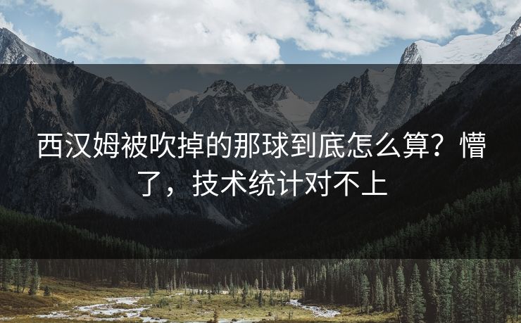 西汉姆被吹掉的那球到底怎么算？懵了，技术统计对不上